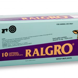 MSD Ralgro Sheep box with 10 cartridges of Zeranol implants for growth promotion in feedlot sheep