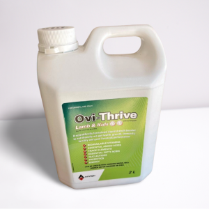 2L container of Ovi-Thrive Lamb & Kid supplement for lambs and goat kids