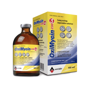 Oximycin 230 LA 100ml bottle – long-acting oxytetracycline antibiotic for cattle, sheep, goats, and pigs