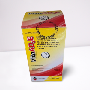 Bottle of Antrovet Vita AD3E 100ml injectable vitamin A, D3, and E for cattle